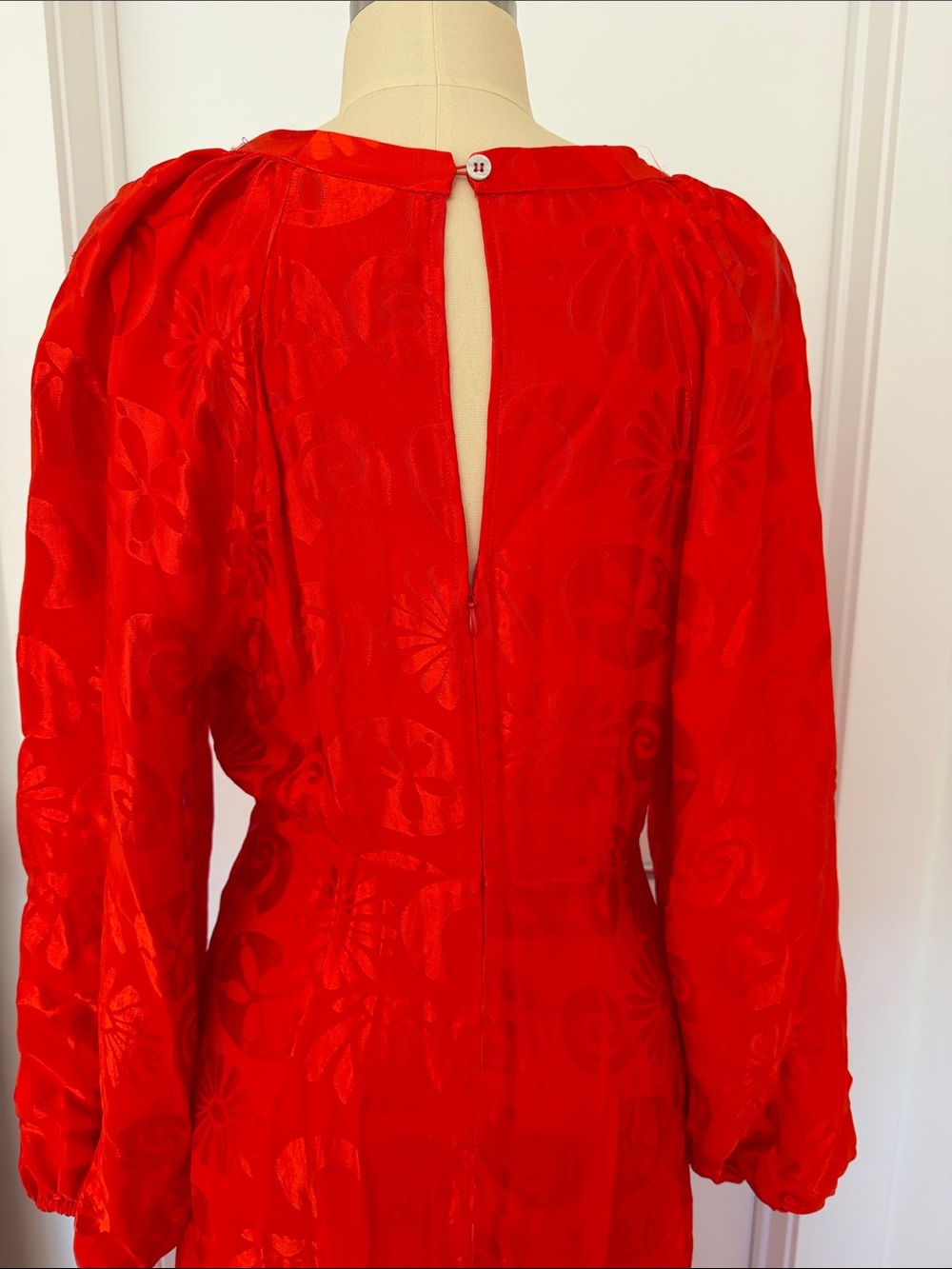 Anthropologie Red V-Neck Long Sleeve Maxi Dress - Picture 5 of 7